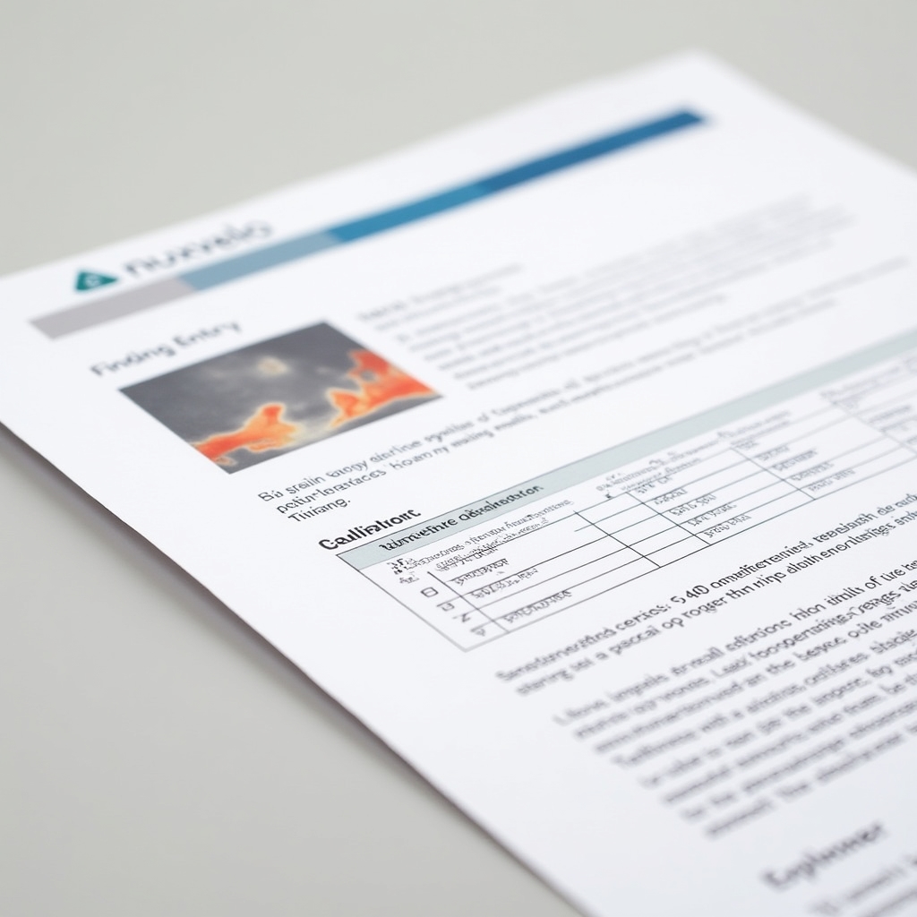 Detailed thermal finding entry from report showing anomaly classification location temperature differential and description