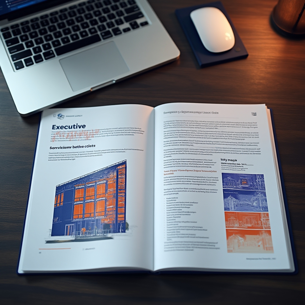 Sample report executive summary page showing building overview and thermal findings summary
